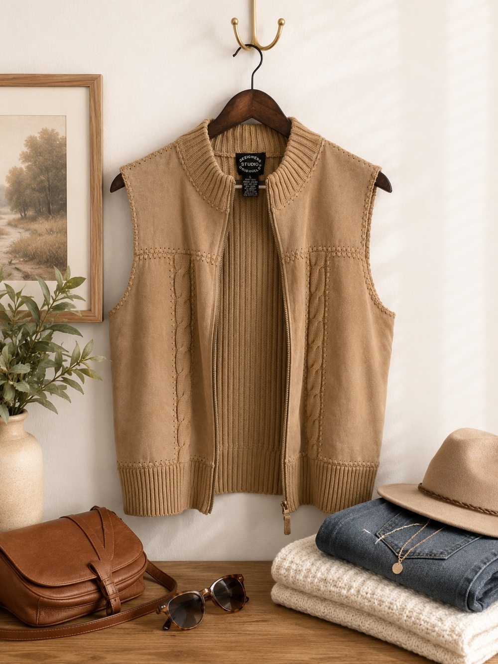 Vintage Designers Studio Originals Genuine Leather Sweater Vest |  Size L
